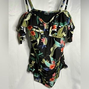 City Chic Tankini Top Plus Size Small Tropical